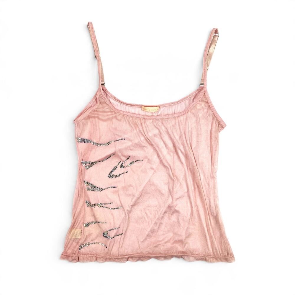 Vintage Y2K Roberto Cavalli Pink Embellished Cami Top - Size Medium
